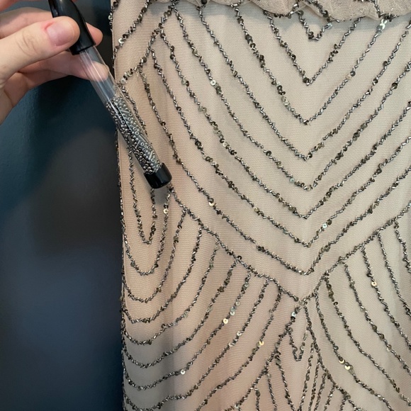 Adrianna Papell Art Deco Beaded Blouson Gown - Picture 11 of 11